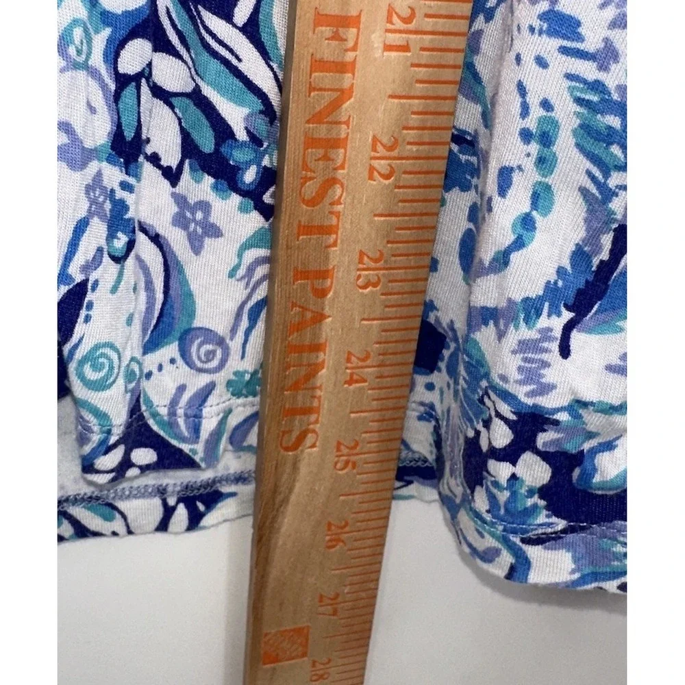 Lilly Pulitzer PJ Button Front Top Womens Blue Hidden Animals Ruffle Sleeve S - Picture 4 of 7